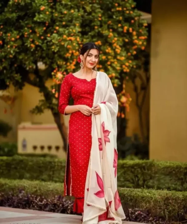 Floral Print Kurta Trouser Pant & Dupatta Set